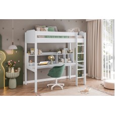 Ava Single Loft Bed White with Desk